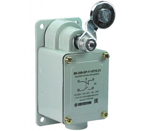 ВК-200-БР-11-67У2-21, рычаг с роликом, без сальника, ход вправо, cамовозврат, ступень 2- 51мм, IP67, выключатель концевой  ET051928  Электротехник