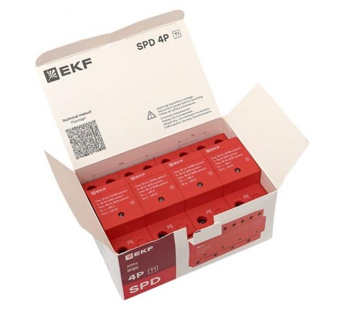 Устройство защиты от импульсных перенапряжений Класс 1 Iimp 25kA (10/350s) 4P  spd-t1-4p  EKF