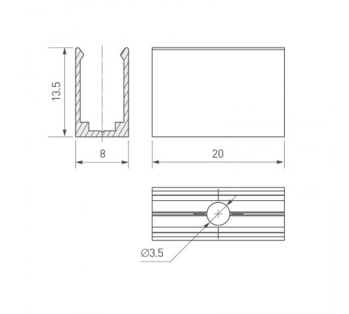 Держатель ARL-MOONLIGHT-1206-CLIP ANOD (arlight, Алюминий)  029827  Arlight