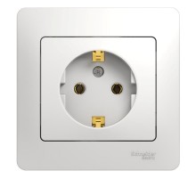 Glossa Белый Розетка с заземлением (в сборе с рамкой)  GSL000142  SE