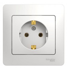 Glossa Белый Розетка с заземлением (в сборе с рамкой)  GSL000142  SE
