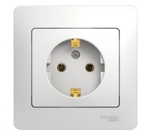 Glossa Белый Розетка с заземлением (в сборе с рамкой)  GSL000142  SE