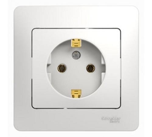 Glossa Белый Розетка с заземлением (в сборе с рамкой)  GSL000142  SE