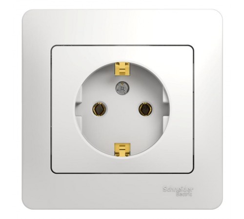 Glossa Белый Розетка с заземлением (в сборе с рамкой)  GSL000142  SE