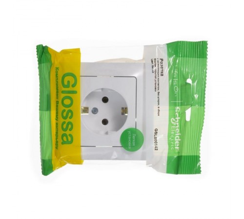 Glossa Белый Розетка с заземлением (в сборе с рамкой)  GSL000142  SE