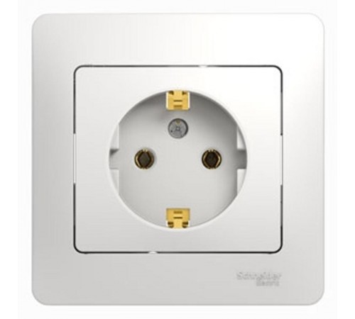 Glossa Белый Розетка с заземлением (в сборе с рамкой)  GSL000142  SE