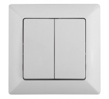 Выключатель Intro Solo 4-104-01 двухклавишный 10А-250В, IP20, СУ, белый  Б0053585  Intro