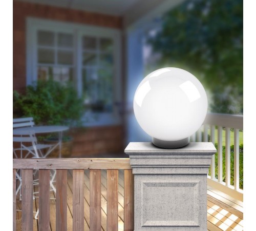 Светильник садово-парковый НТУ 02-100-301 без опоры, шар белый призма D=300 mm  Б0048045  ЭРА