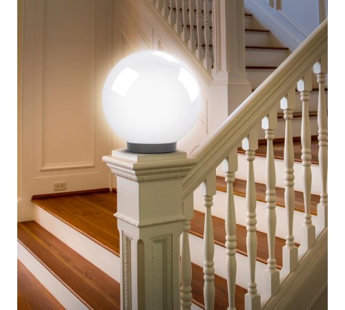 Светильник садово-парковый НТУ 02-100-301 без опоры, шар белый призма D=300 mm  Б0048045  ЭРА