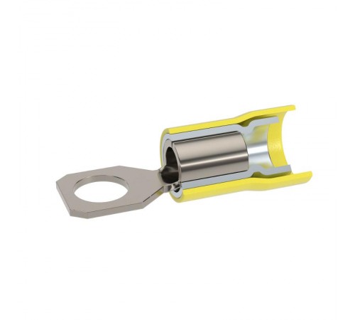 Наконечник с отверстием под винт и изолир.фaланцем ПВХ, двойная гильза, 2,5-6 кв.мм М6 (д.6,4 мм) (НКИ)  2C6P-DS-PVC  DKC