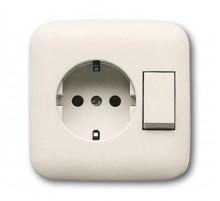 Блок переключатель и розетка SCHUKO в одном корпусе, серия Busch-Duro 2000 SI, цвет слоновая кость  1611-0-0110  2CKA001611A0110  ABB
