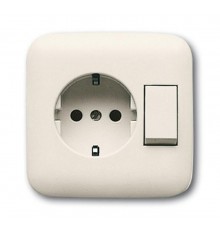 Блок переключатель и розетка SCHUKO в одном корпусе, серия Busch-Duro 2000 SI, цвет слоновая кость  1611-0-0110  2CKA001611A0110  ABB