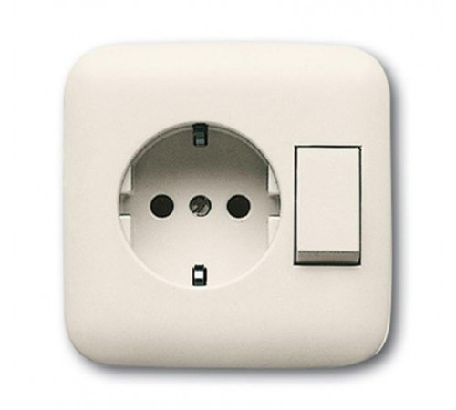 Блок переключатель и розетка SCHUKO в одном корпусе, серия Busch-Duro 2000 SI, цвет слоновая кость  1611-0-0110  2CKA001611A0110  ABB