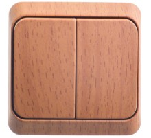 Этюд Бук О/У Выключатель 2-клавишный с подсветкой (сх. 5)  BA10-006T  SE