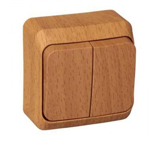 Этюд Бук О/У Выключатель 2-клавишный с подсветкой (сх. 5)  BA10-006T  SE