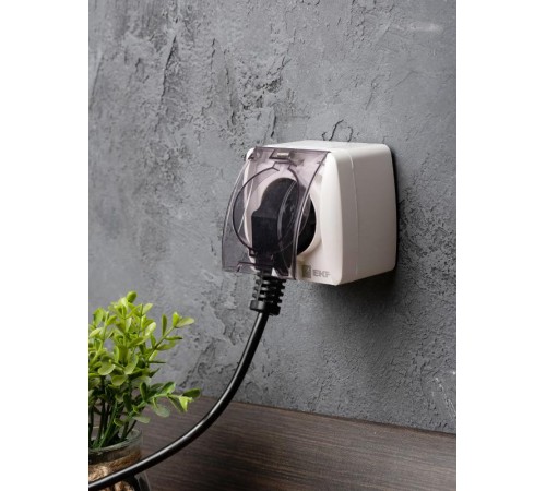 Владивосток Розетка 1-местная 16А с заземлением с прозрачной крышкой IP54  EQR16-029-30-54-T  EKF