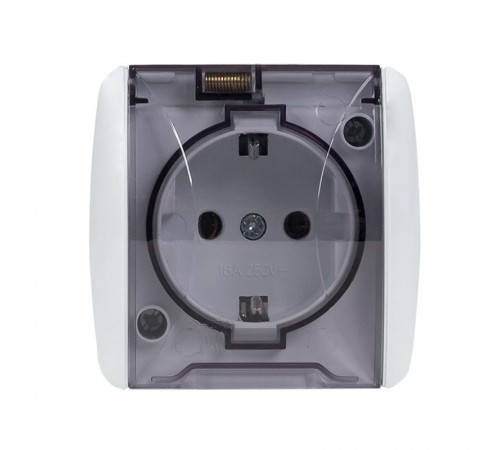 Владивосток Розетка 1-местная 16А с заземлением с прозрачной крышкой IP54  EQR16-029-30-54-T  EKF