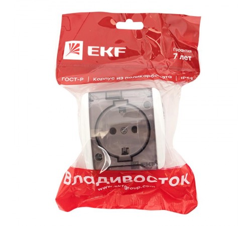 Владивосток Розетка 1-местная 16А с заземлением с прозрачной крышкой IP54  EQR16-029-30-54-T  EKF