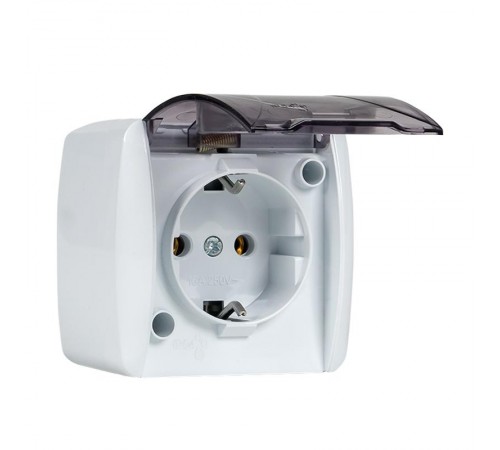 Владивосток Розетка 1-местная 16А с заземлением с прозрачной крышкой IP54  EQR16-029-30-54-T  EKF