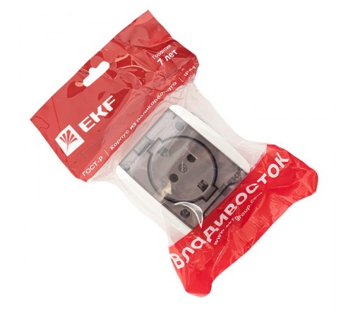 Владивосток Розетка 1-местная 16А с заземлением с прозрачной крышкой IP54  EQR16-029-30-54-T  EKF