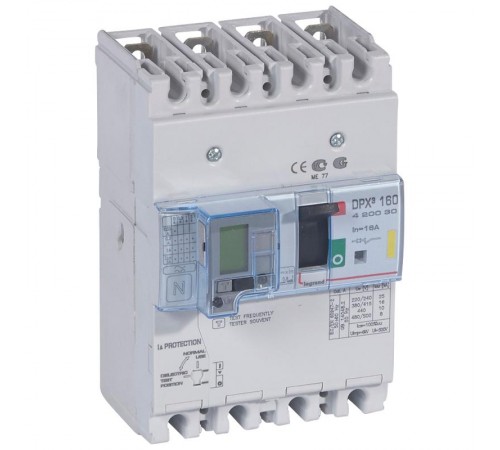 Автоматический выключатель DPX3 160 -  термомагн. расц. - с диф. защ. - 16 кА - 400 В~ - 4П - 16 А  420030  Legrand