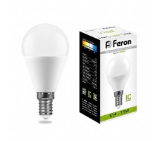 Лампа светодиодная LB-750 (11W) 230V E14 4000K G45  25947  FERON