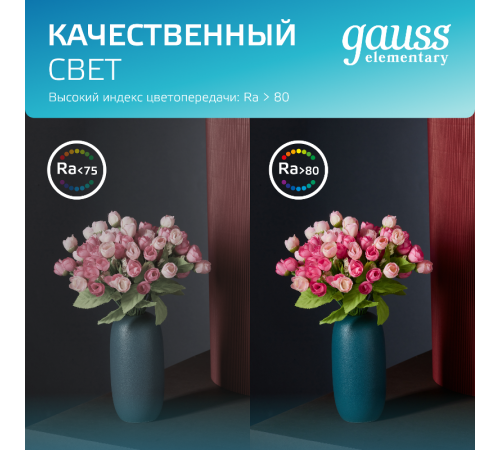 Светильник встраиваемый downlight Elementary круг 5,5W 450lm 4000K 185-250V IP54 95*45 монтаж белый LED 1/40  999420205  Gauss