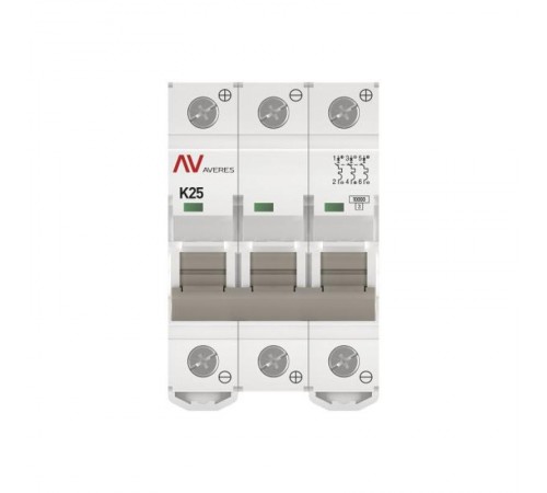 Выключатель автоматический AV-10 DC 3P 25A (K) 10kA AVERES  mcb10-DC-3-25K-av  EKF