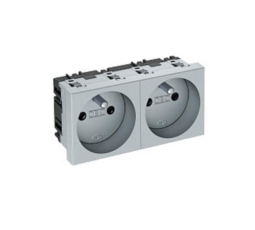 Розетка двойная 0° франц. стандарт 250 В, 16A (серебристый) (STD-F0 AL2)  6120182  OBO Bettermann