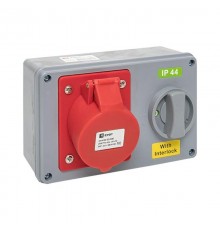 Розетка с блокировкой и выключателем 1424 3Р+РЕ 32А 380В IP44 EKF  ps-1424-32-380  EKF