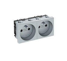 Розетка двойная 0° франц. стандарт 250 В, 16A (серебристый) (STD-F0 AL2)  6120182  OBO Bettermann