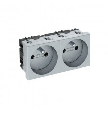 Розетка двойная 0° франц. стандарт 250 В, 16A (серебристый) (STD-F0 AL2)  6120182  OBO Bettermann