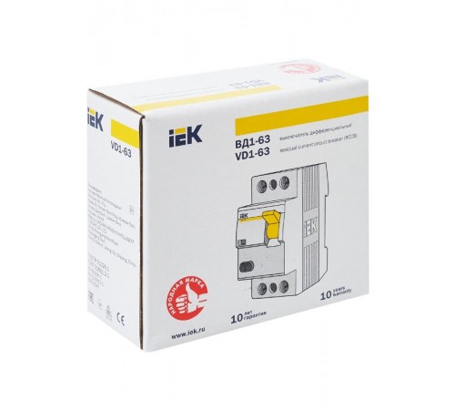 Выключатель дифференциальный (УЗО) ВД1-63 2п 40А 300мА тип AC  MDV10-2-040-300  IEK