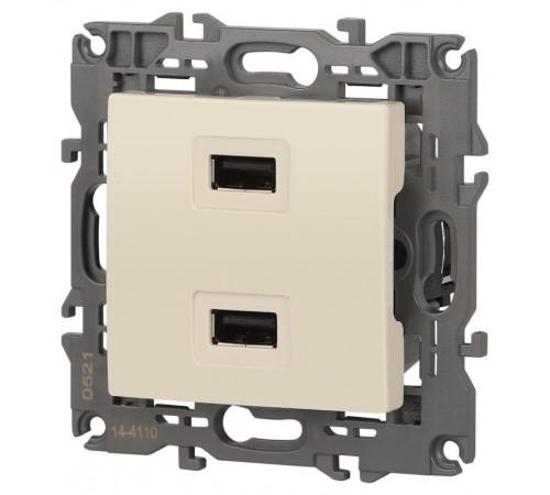 14-4110-02 Устройство зарядное USB, 230В/5В-2100мА, IP20, Эра Elegance, сл.кость  Б0034359  ЭРА