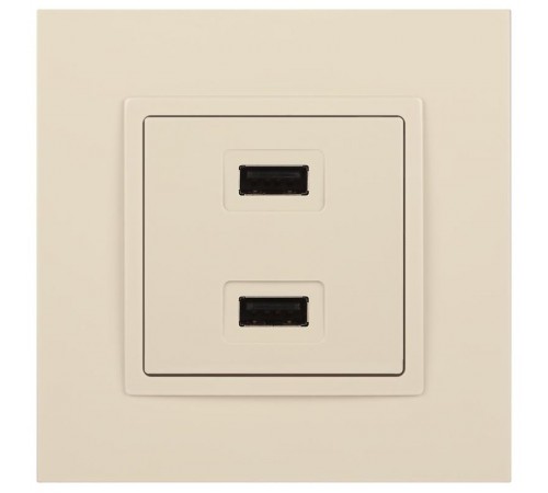 14-4110-02 Устройство зарядное USB, 230В/5В-2100мА, IP20, Эра Elegance, сл.кость  Б0034359  ЭРА