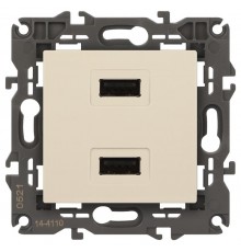 14-4110-02 Устройство зарядное USB, 230В/5В-2100мА, IP20, Эра Elegance, сл.кость  Б0034359  ЭРА