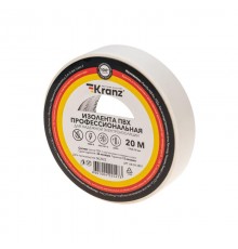 Изолента ПВХ профессиональная, 0.18х19 мм, 20 м, белая  KR-09-2801  Kranz