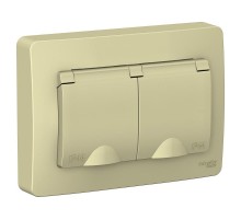 Blanca Бежевый С/У Розетка 2-ая с з/к со шт.,с крышкой, 16А, IP44, 250В  BLNRS441127  SE