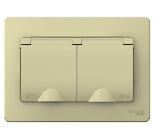 Blanca Бежевый С/У Розетка 2-ая с з/к со шт.,с крышкой, 16А, IP44, 250В  BLNRS441127  SE
