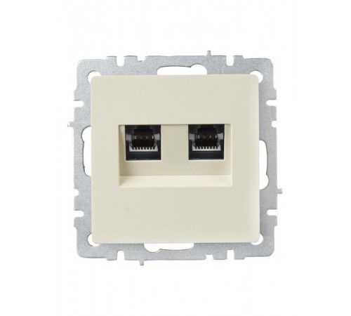 BRITE Розетка компьютерная 2-ая RJ45 кат.5E РК10-2-БрКр бежевый   BR-K20-1-K10  IEK