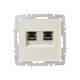 BRITE Розетка компьютерная 2-ая RJ45 кат.5E РК10-2-БрКр бежевый   BR-K20-1-K10  IEK