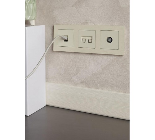 BRITE Розетка компьютерная 2-ая RJ45 кат.5E РК10-2-БрКр бежевый   BR-K20-1-K10  IEK