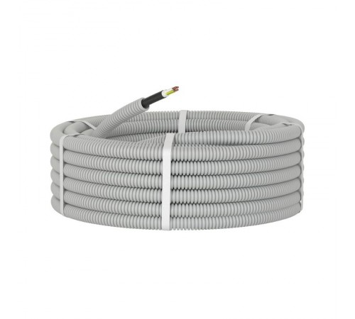 Электротруба ПВХ гибкая гофр. д.20мм, цвет серый, с кабелем ВВГнг(А)-LS3х2,5мм РЭК "ГОСТ+", 50м  9S92050  DKC