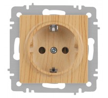 Розетка Intro Accent 6-202-11 2P+E Schuko, 16А-250В, IP20, СУ, cосна  Б0063706  Intro