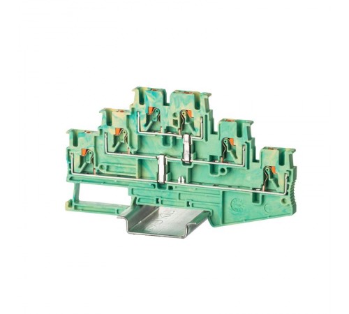 Клемма заземления трехуровневая, зажим push-in, 6 точек подключения, 2.5 кв.мм  VPR-2.5-3L-PE-YG  DKC