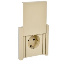 FORTE&PIANO Розетка с заземлением, со шторками, с крышкой безвинтовое крепление 16А IP44 FP419 ваниль  FP-R16-16-1-44-K10  IEK