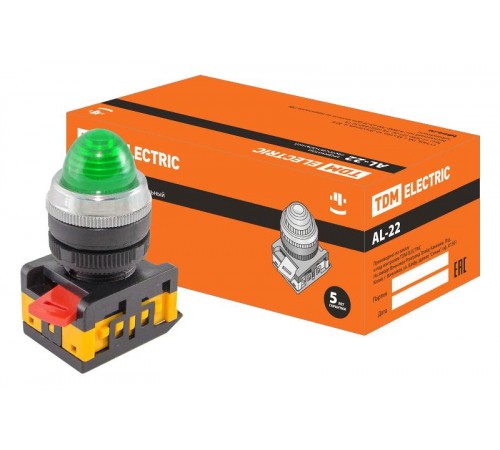 Лампа AL-22 сигнальная d22мм зеленый неон/230В цилиндр   SQ0702-0009  TDM