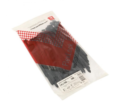 Хомут P6.6 стандартный (ч), 7.6x150 (100шт) FlexLock PROxima  plc-fl-ctsb-7.6x150  EKF