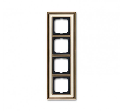 Рамка 4-постовая, серия Династия, Латунь античная, белое стекло  1754-0-4583   2CKA001754A4583  ABB