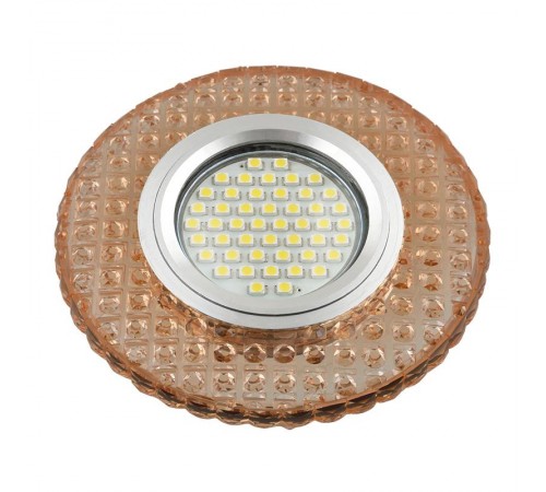 Светильник декор.встр Luciole DLS-L143 GU5.3 GLASSY/LIGHT TEA GU5.3 доп.LED подсветка 3Вт, стекл,зерк./светло-коричневый.  UL-00003885  Fametto